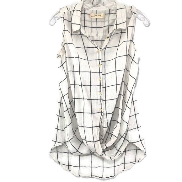 Anthropologie Tops - Anthro Isabella Sinclair White gauze plaid top